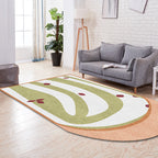 Gray and Green Irregular Area Rug Bedroom Novelty Color Block Pattern Area Coverage Polyester Non-Slip Carpet