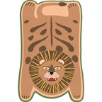 Yellow and Brown Irregular Rug Children's Room Animal Tiger Leopard Lion Pattern Rug Polyester Stain Resistant Carpet