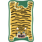 Yellow and Brown Irregular Rug Children's Room Animal Tiger Leopard Lion Pattern Rug Polyester Stain Resistant Carpet