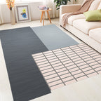 Novelty Living Room irregular rug in gray color block rectangular printed rug polyester pet-friendly area rug