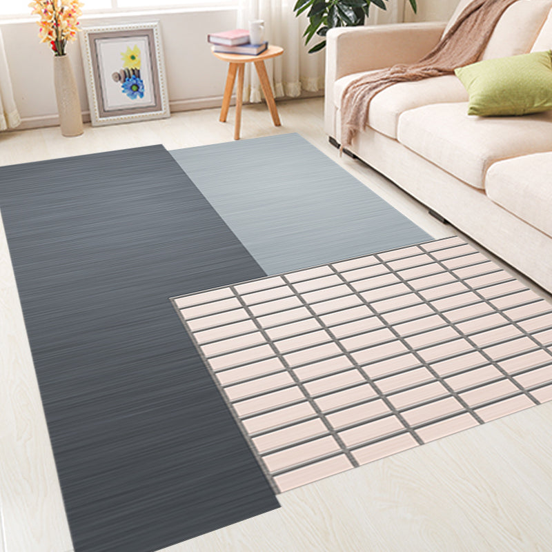 Novelty Living Room irregular rug in gray color block rectangular printed rug polyester pet-friendly area rug