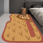 Stylish children's irregular rug in pink and brown animal tiger lion pattern rug polyester washable rug for the children's room