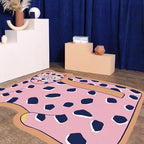 Stylish children's irregular rug in pink and brown animal tiger lion pattern rug polyester washable rug for the children's room