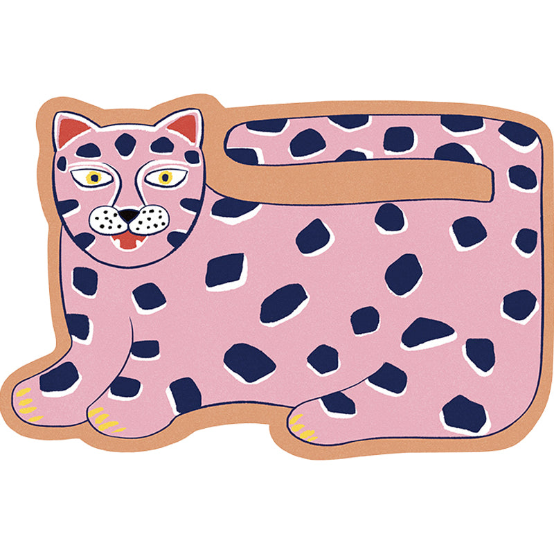 Stylish children's irregular rug in pink and brown animal tiger lion pattern rug polyester washable rug for the children's room