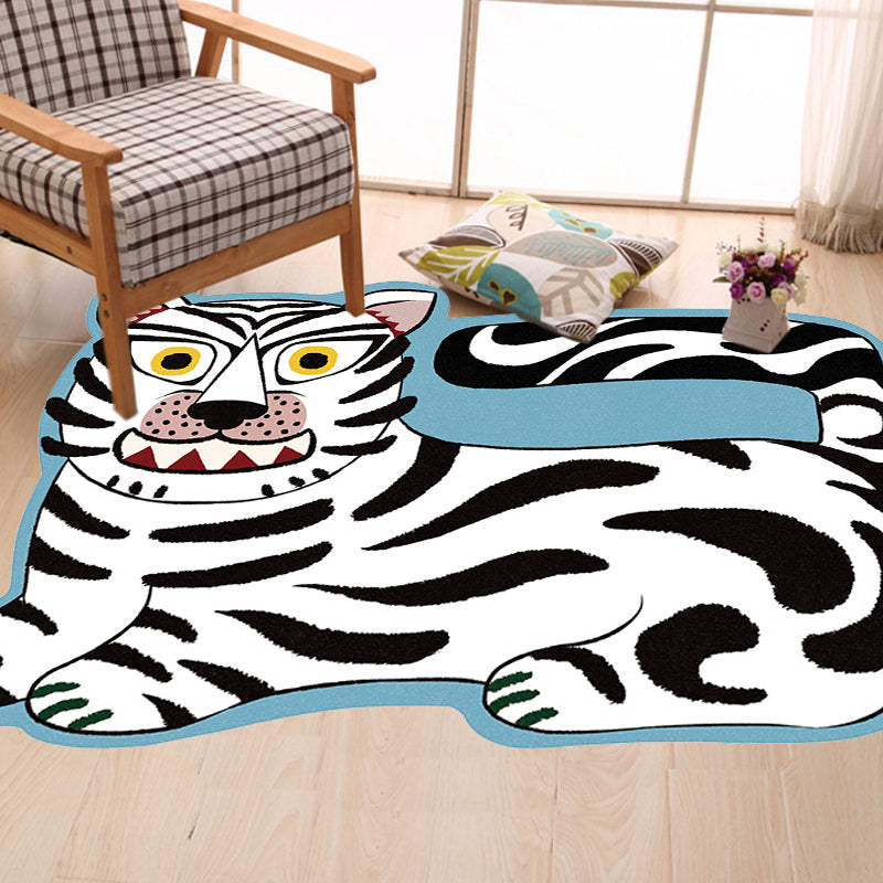 Stylish children's irregular rug in pink and brown animal tiger lion pattern rug polyester washable rug for the children's room