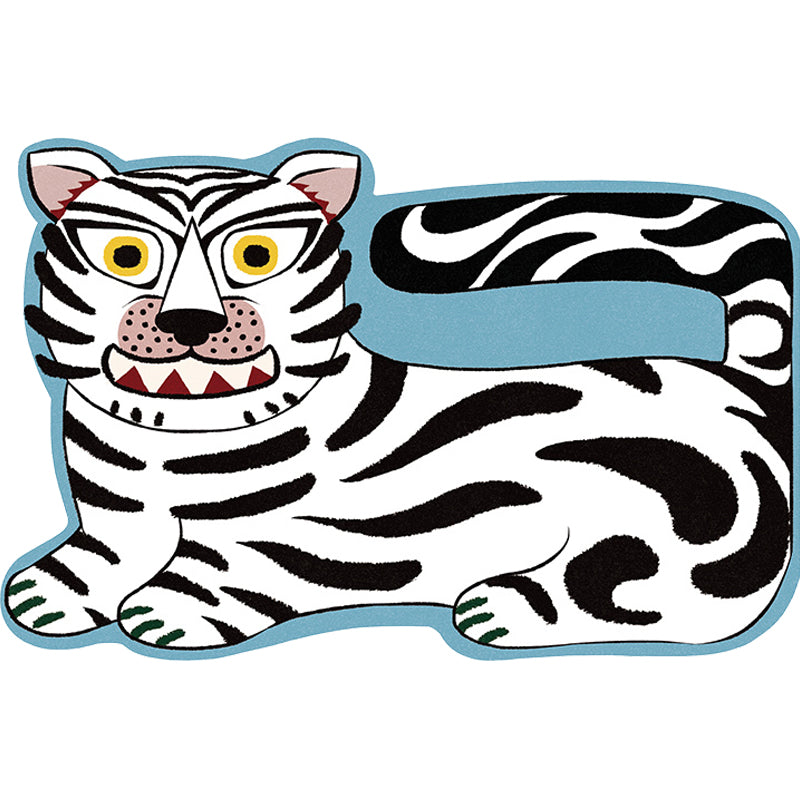 Stylish children's irregular rug in pink and brown animal tiger lion pattern rug polyester washable rug for the children's room