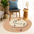 Modern Novelty Irregular Carpet in Brown Abstract Painting Pattern Carpet Polyester Washable Area Rug for Home Decoration