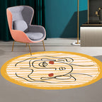 Novelty Living Room Irregular Rug in Yellow Abstract Virgin Print Rug Polyester Non-Slip Back Area Rug