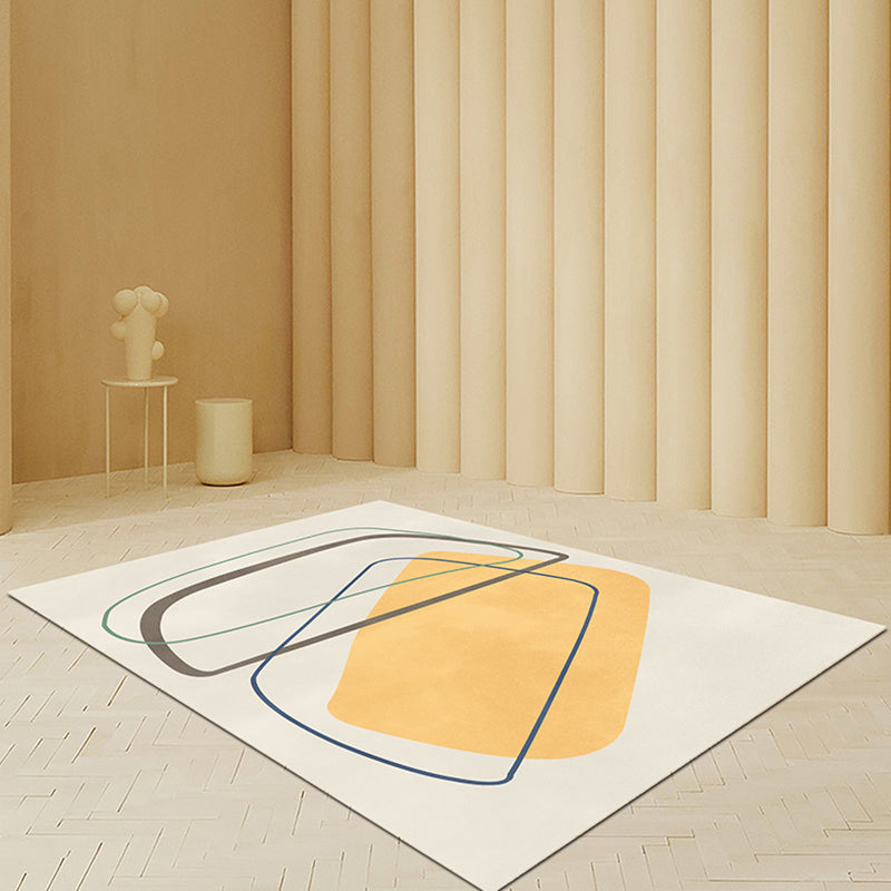 Beige Abstract Carpet Polyester Modern Carpet Nonslip Background Pet-Friendly Area Rug for Living Room