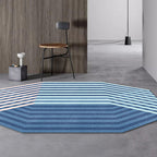 Modern Novelty Irregular Rug in Blue Stripe Pattern Rug Polyester Washable Rug for Home Decoration