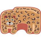 Kids Irregular Bedroom Carpet in Red and Brown Animal Tiger Lion Leopard Print Carpet Polyester Non-Slip Base Carpet