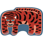 Kids Irregular Bedroom Carpet in Red and Brown Animal Tiger Lion Leopard Print Carpet Polyester Non-Slip Base Carpet