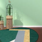 Green Irregular Bedroom Rug Novelty Color Block Pattern Area Rug Polyester Stain Resistant Carpet