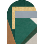Green Irregular Bedroom Rug Novelty Color Block Pattern Area Rug Polyester Stain Resistant Carpet