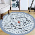 Novelty Living Room Irregular Carpet in Blue Abstract Painting Print Carpet Polyester Non-Slip Back Carpet