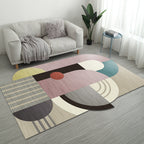 Casual Bedroom Irregular Rug in Gray and Ivory Color Block Print Rug Polyester Washable Area Rug
