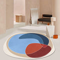 Orange and Blue Irregular Area Rug Bedroom Novelty Colorblock Pattern Rug Polyester Non-Slip Carpet