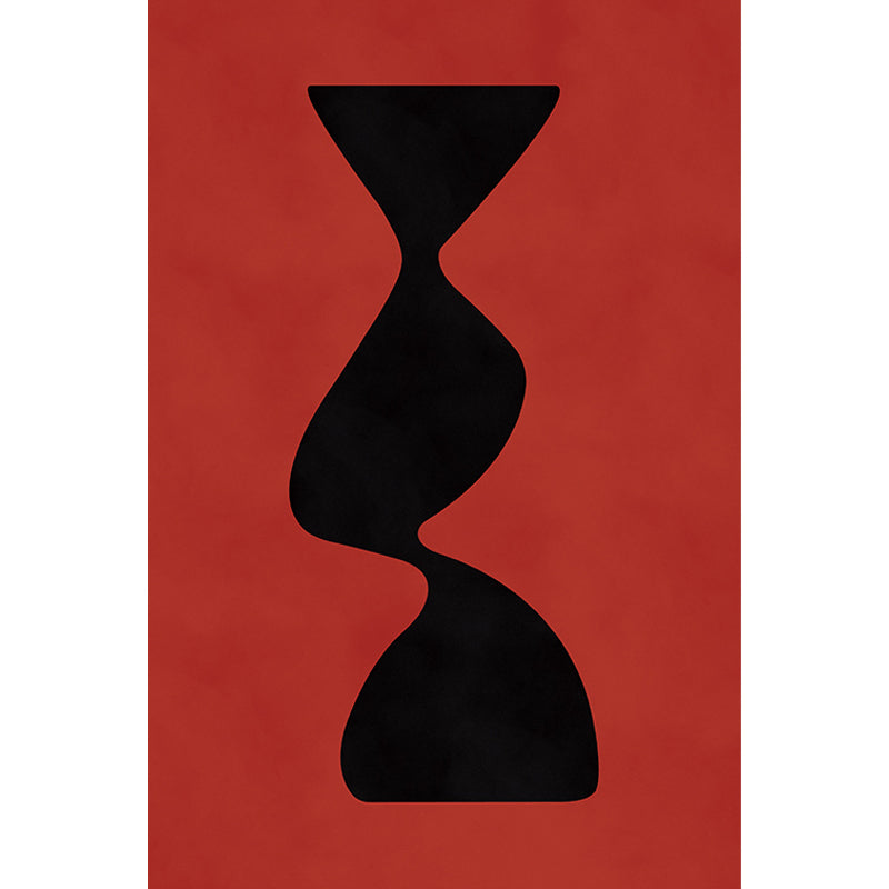 Black and Red Abstract Area Rug Polyester Modern Rug Washable Pet Friendly Carpet for Living Room