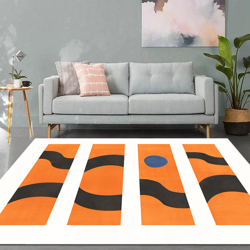 Contemporary Abstract Area Rug Multicolor Polyester Washable Dog and Cat Friendly Carpet for Living Room