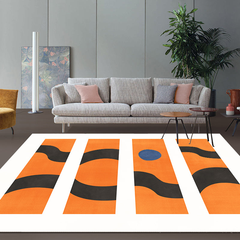 Contemporary Abstract Area Rug Multicolor Polyester Washable Dog and Cat Friendly Carpet for Living Room