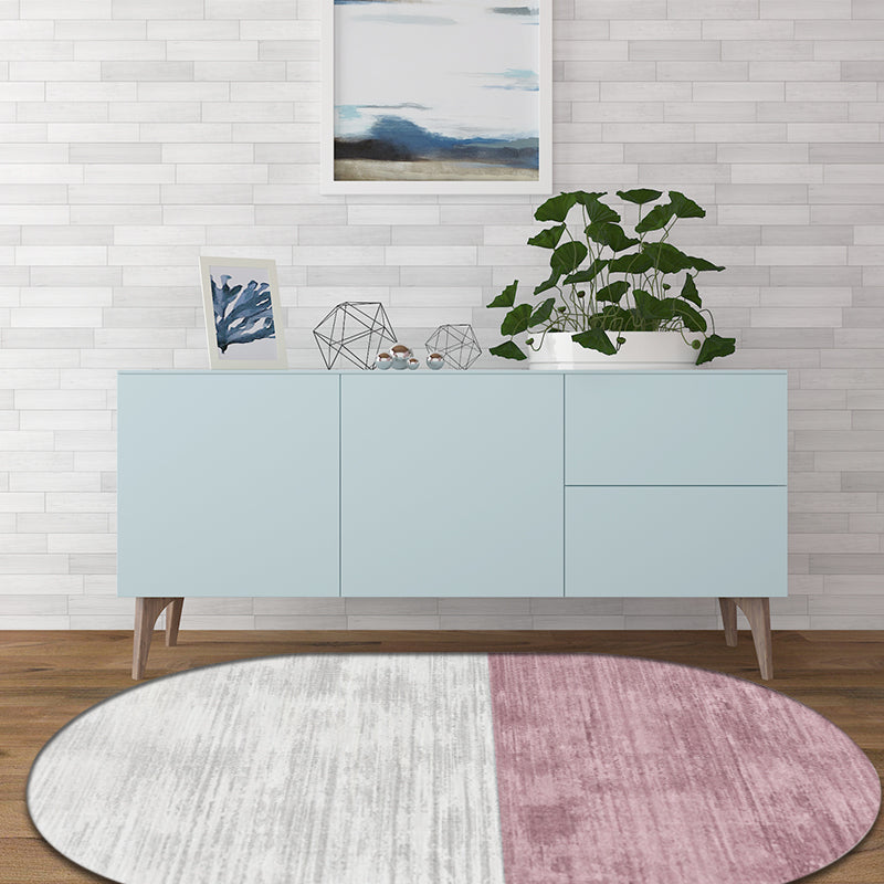 Novelty Living Room Carpet in Pink and Blue Color Block Print Carpet Polyester Stain Resistant Area Rug
