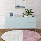 Novelty Living Room Carpet in Pink and Blue Color Block Print Carpet Polyester Stain Resistant Area Rug
