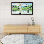 Novelty Living Room Carpet in Pink and Blue Color Block Print Carpet Polyester Stain Resistant Area Rug