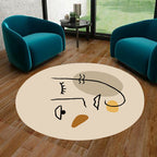 Ivory Irregular Bedroom Rug Novelty Abstract Painting Pattern Area Rug Polyester Stain Resistant Rug
