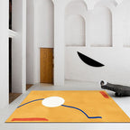 Novelty Abstract Rug Pink and Yellow Polyester Rug Non-Slip Backing Pet-Friendly Rug for the Living Room