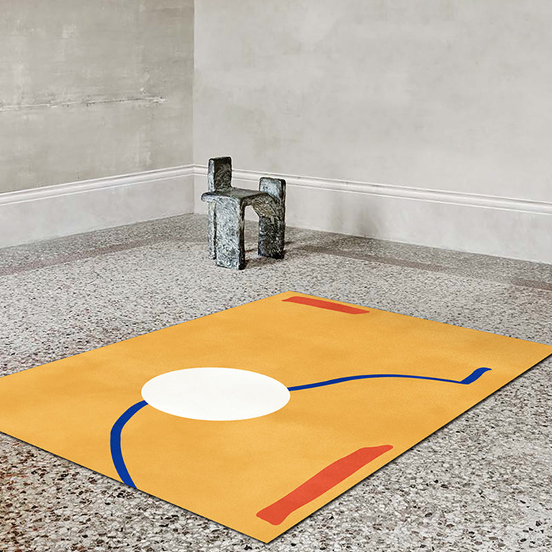 Novelty Abstract Rug Pink and Yellow Polyester Rug Non-Slip Backing Pet-Friendly Rug for the Living Room
