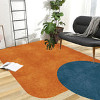 Novelty Living Room Irregular Carpet in Gray and Pink Color Block Circle Rectangle Print Carpet Polyester Non-Slip Carpet