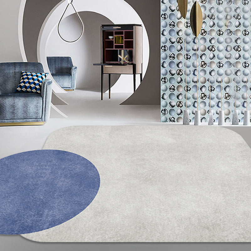 Novelty Living Room Irregular Carpet in Gray and Pink Color Block Circle Rectangle Print Carpet Polyester Non-Slip Carpet
