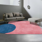 Novelty Living Room Irregular Carpet in Gray and Pink Color Block Circle Rectangle Print Carpet Polyester Non-Slip Carpet