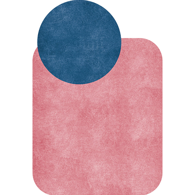Novelty Living Room Irregular Carpet in Gray and Pink Color Block Circle Rectangle Print Carpet Polyester Non-Slip Carpet