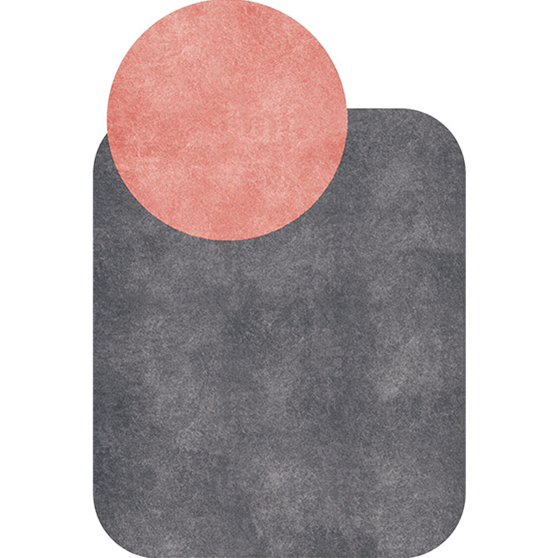 Novelty Living Room Irregular Carpet in Gray and Pink Color Block Circle Rectangle Print Carpet Polyester Non-Slip Carpet