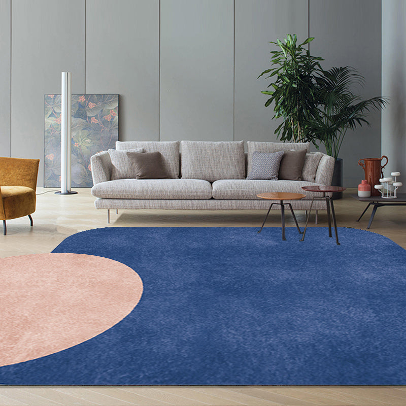 Novelty Living Room Irregular Carpet in Gray and Pink Color Block Circle Rectangle Print Carpet Polyester Non-Slip Carpet