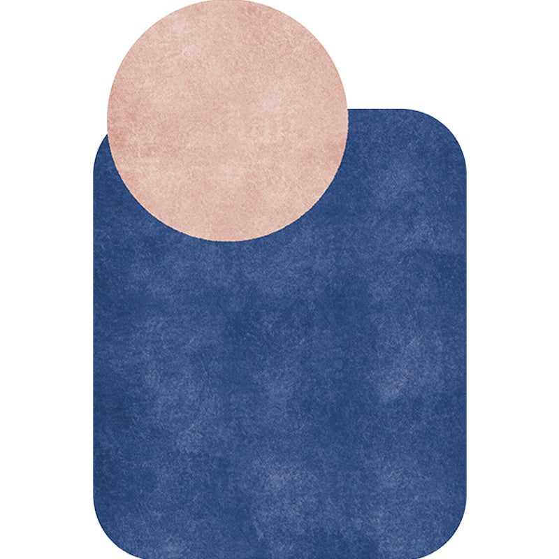 Novelty Living Room Irregular Carpet in Gray and Pink Color Block Circle Rectangle Print Carpet Polyester Non-Slip Carpet