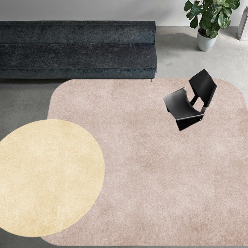 Novelty Living Room Irregular Carpet in Gray and Pink Color Block Circle Rectangle Print Carpet Polyester Non-Slip Carpet