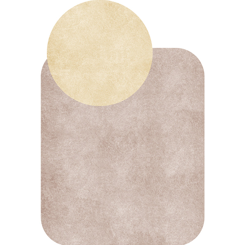 Novelty Living Room Irregular Carpet in Gray and Pink Color Block Circle Rectangle Print Carpet Polyester Non-Slip Carpet