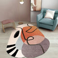 Simple Novelty Irregular Rug in Brown Abstract Pattern Carpet Polyester Machine Washable Area Rug for Home Decor