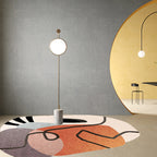 Simple Novelty Irregular Rug in Brown Abstract Pattern Carpet Polyester Machine Washable Area Rug for Home Decor