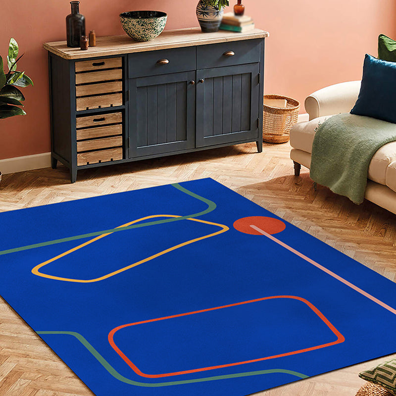 Nordic Modernism Carpet Blue and Yellow Abstract Carpet Pet Friendly Non-slip Rug for Bedroom