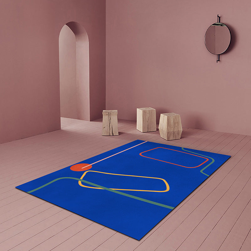 Nordic Modernism Carpet Blue and Yellow Abstract Carpet Pet Friendly Non-slip Rug for Bedroom