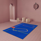 Nordic Modernism Carpet Blue and Yellow Abstract Carpet Pet Friendly Non-slip Rug for Bedroom
