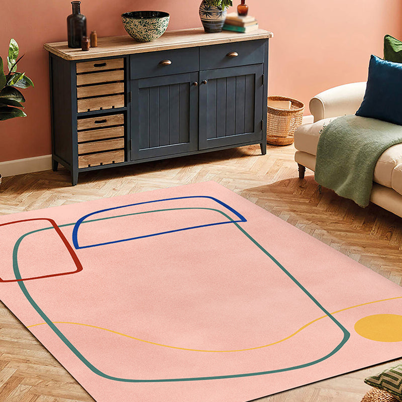 Nordic Modernism Carpet Blue and Yellow Abstract Carpet Pet Friendly Non-slip Rug for Bedroom