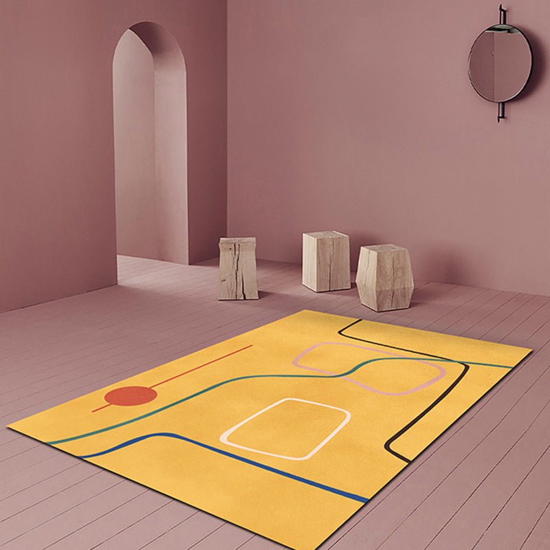 Nordic Modernism Carpet Blue and Yellow Abstract Carpet Pet Friendly Non-slip Rug for Bedroom