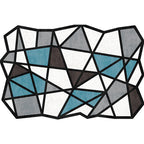 Novelty Living Room Irregular Rug in Black and White Geometric Fan Design Rug Polyester Pet-Friendly Area Rug