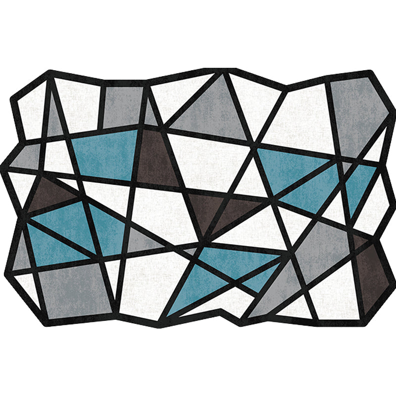 Novelty Living Room Irregular Rug in Black and White Geometric Fan Design Rug Polyester Pet-Friendly Area Rug