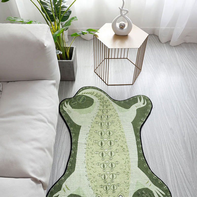 Green Irregular Carpet Nursery Kids Animal Crocodile Pattern Area Rug Polyester Stain Resistant Carpet