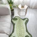 Green Irregular Carpet Nursery Kids Animal Crocodile Pattern Area Rug Polyester Stain Resistant Carpet